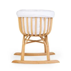 Berceau Rotin - 90x70x71 Cm + Habillage Jersey Ecru - Matela