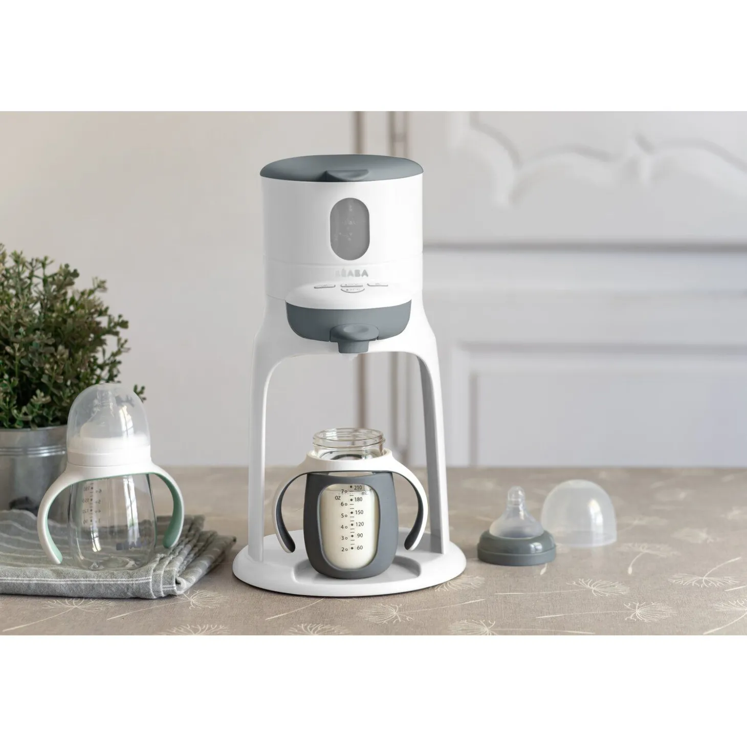 Biberon d'apprentissage en verre 2 en 1 - 210ml Gris minéral