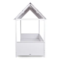 Lit Cabane Avec Toit - 90x200 Cm - Bois - Blanc