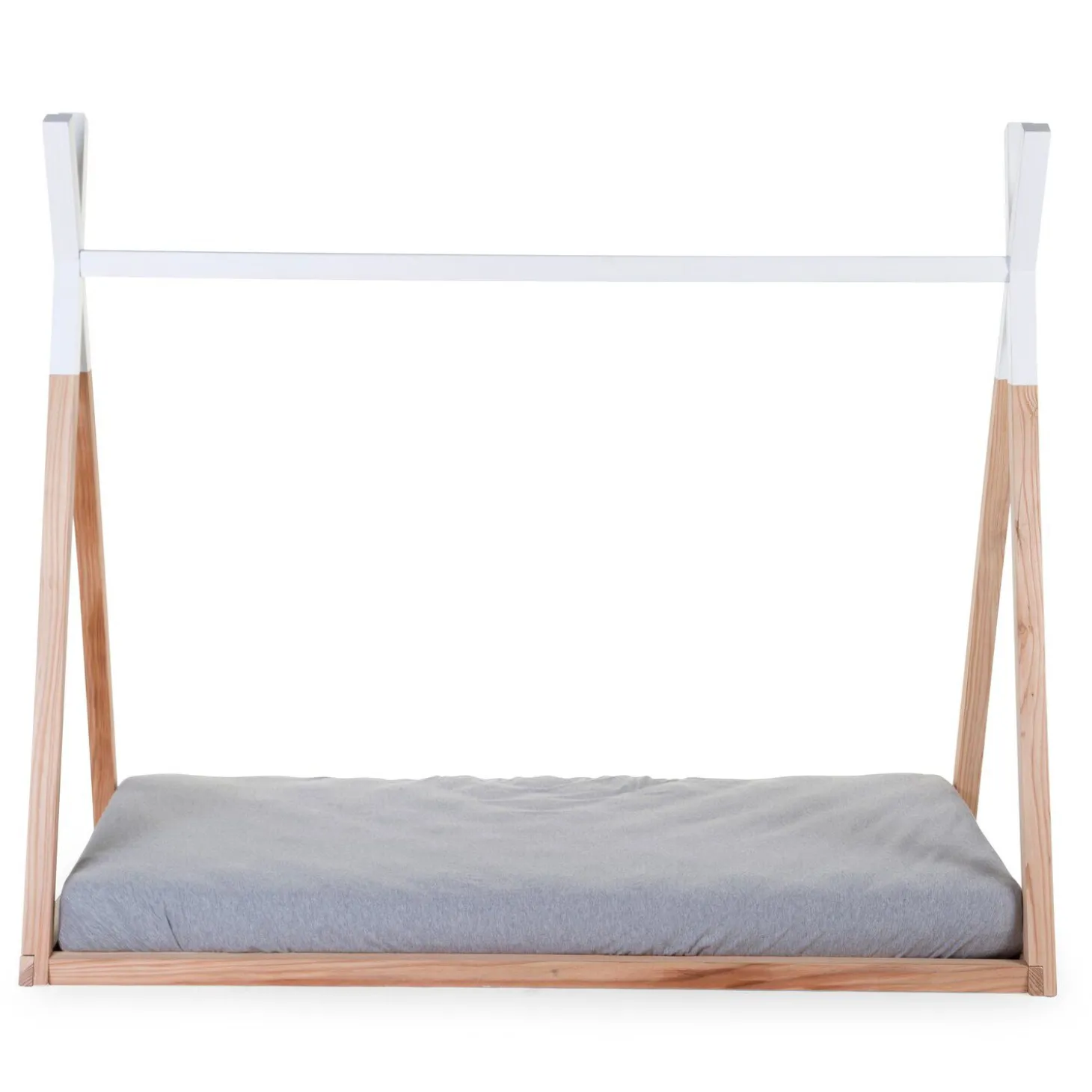 Lit Tipi - 70x140 Cm - Bois - Naturel Blanc