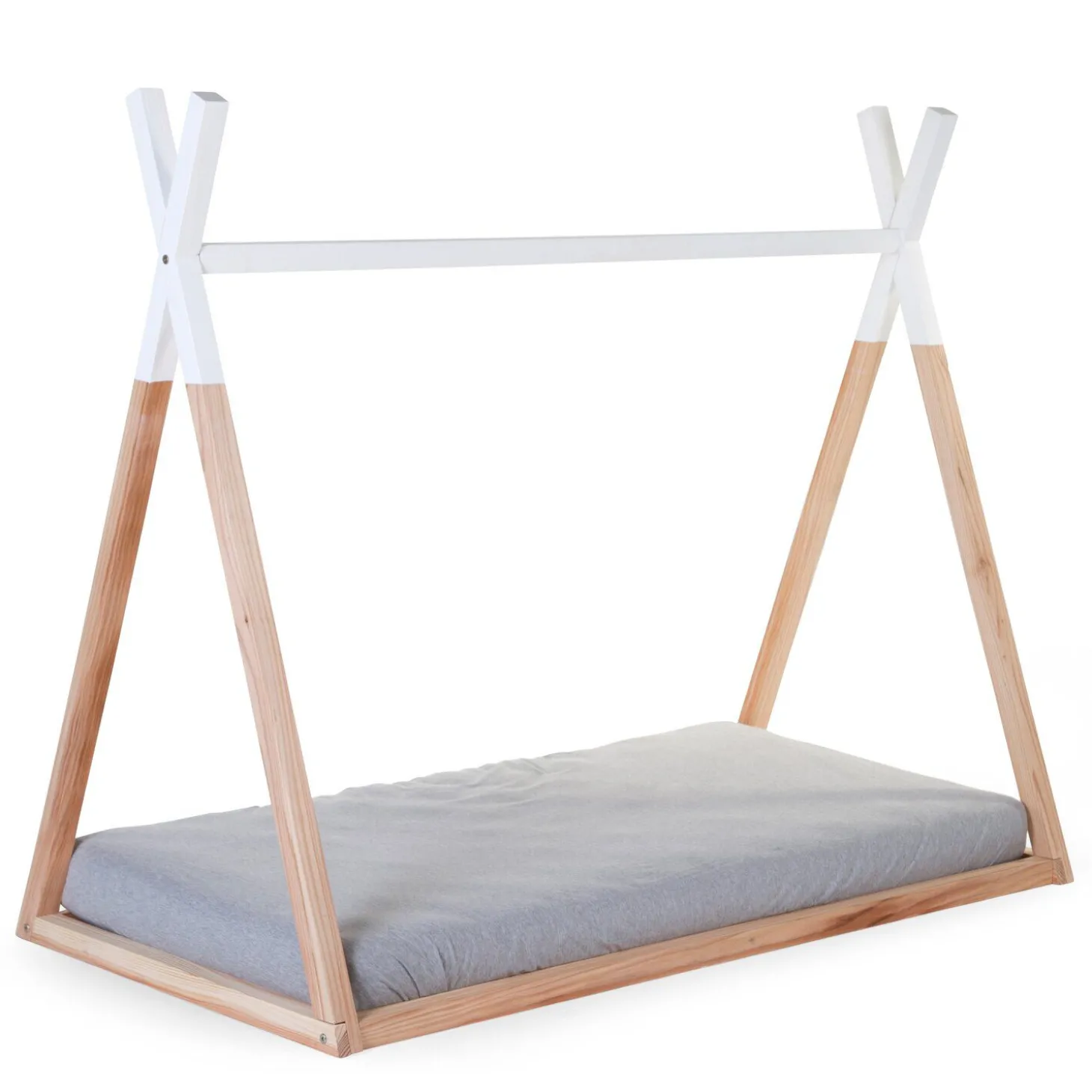 Lit Tipi - 70x140 Cm - Bois - Naturel Blanc