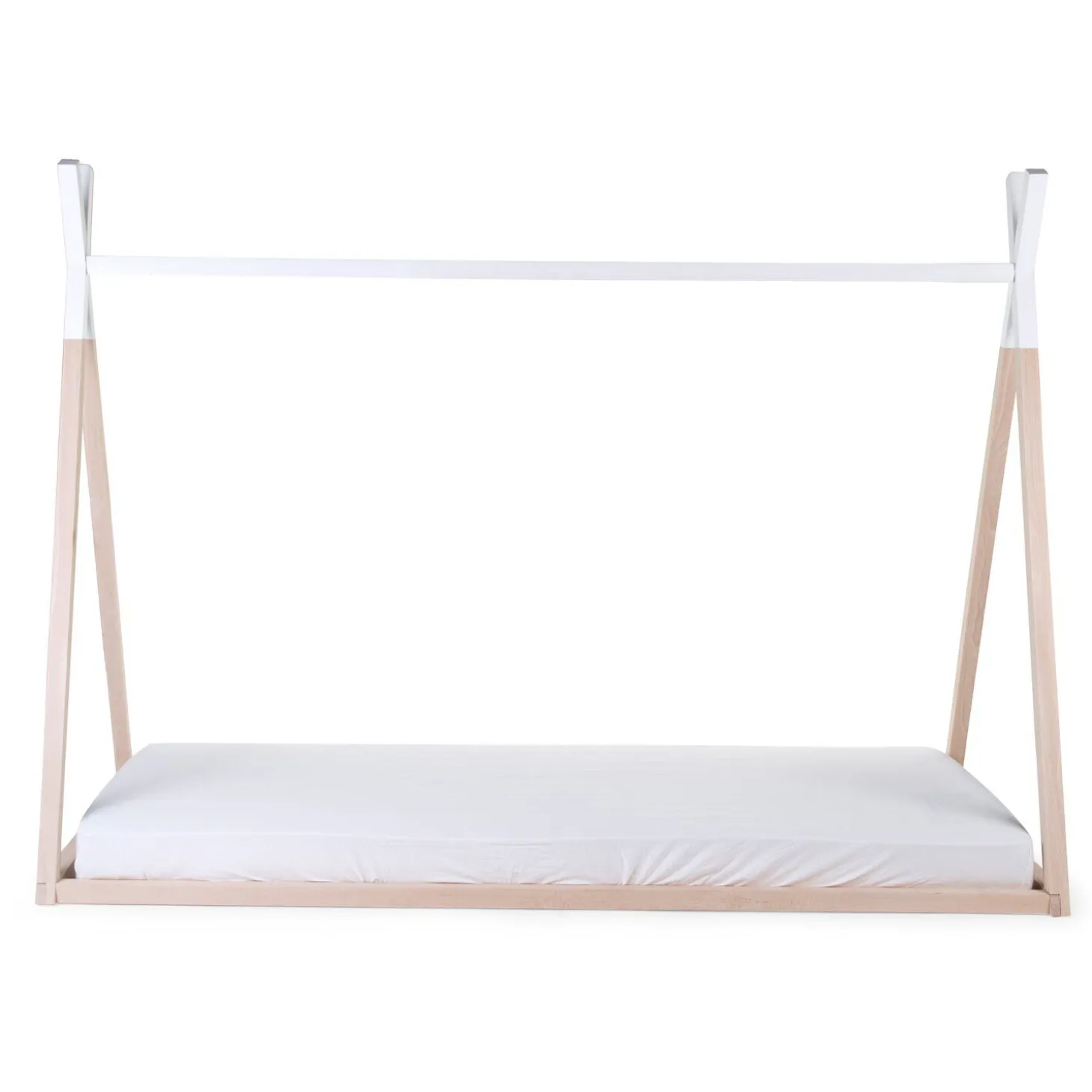 Lit Tipi Junior - 90x200 Cm - Bois - Naturel Blanc