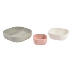 Lot de 3 bols silicone gigogne Rose/Gris velours