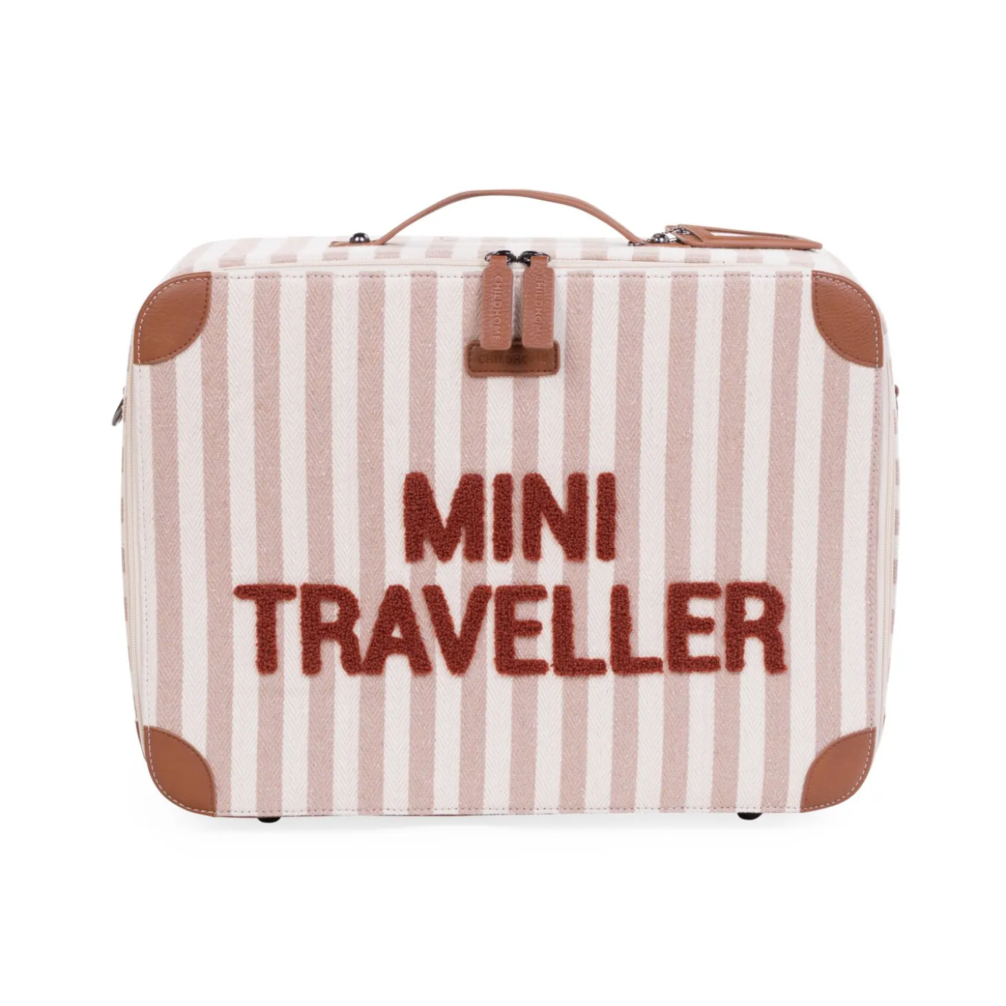 Mini Traveller Kids Suitcase - Rayures - Nude/Terracotta