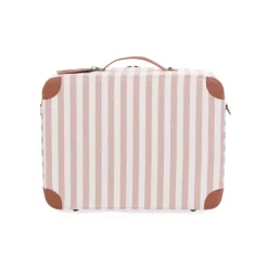 Mini Traveller Kids Suitcase - Rayures - Nude/Terracotta