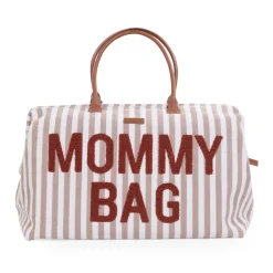 Mommy Bag ® Sac à Langer - Rayures - Nude/Terracotta