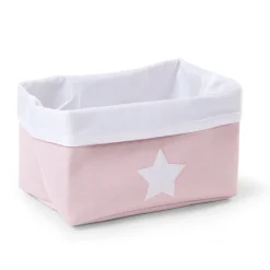 Panier De Rangement - 32x20x20 Cm - Toile - Rose Tendre Blan