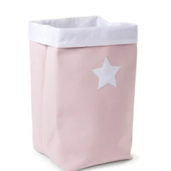 Panier De Rangement - 32x32x60 Cm - Toile - Rose Tendre Blan