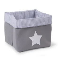 Panier De Rangement - 32x32x29 Cm - Toile - Gris Rayures