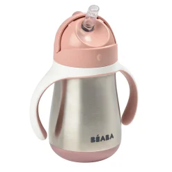 Tasse paille inox 250ml Vieux rose